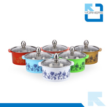 Bunte Edelstahl Hot Pot & Stock Pot mit Glasdeckel